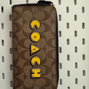 Coach Brown and Yellow Zip Wallet